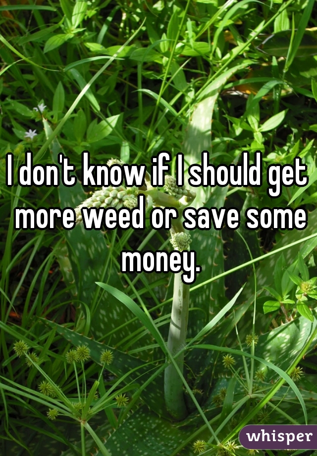 I don't know if I should get more weed or save some money.