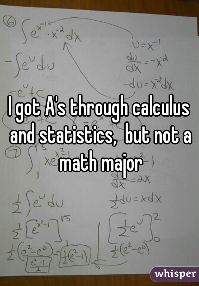 I got A's through calculus and statistics,  but not a math major