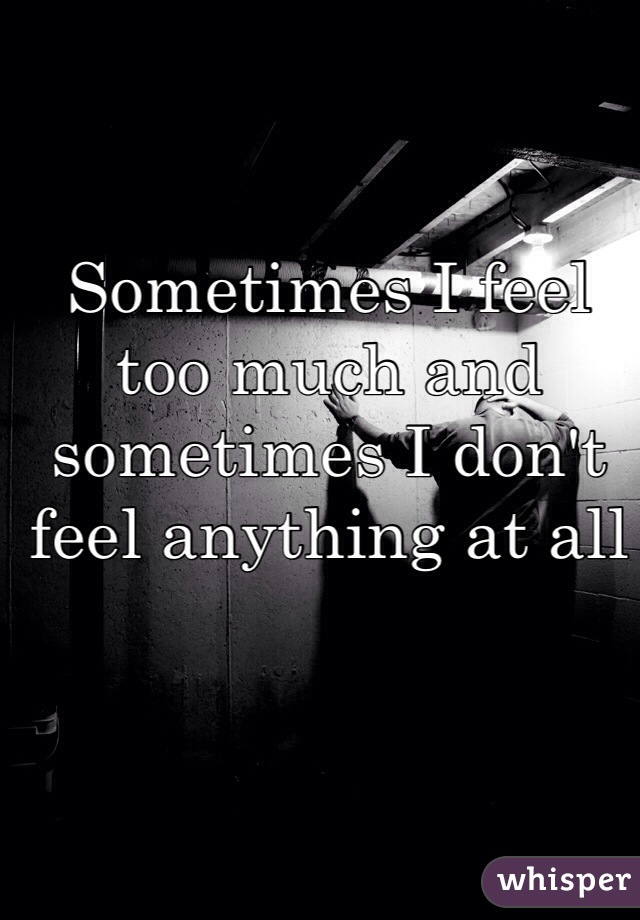 Sometimes I feel too much and sometimes I don't feel anything at all