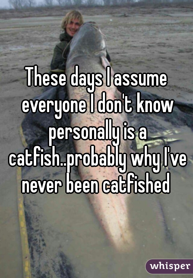 These days I assume everyone I don't know personally is a catfish..probably why I've never been catfished 