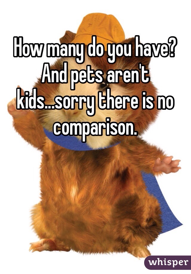 How many do you have?  And pets aren't kids...sorry there is no comparison.  