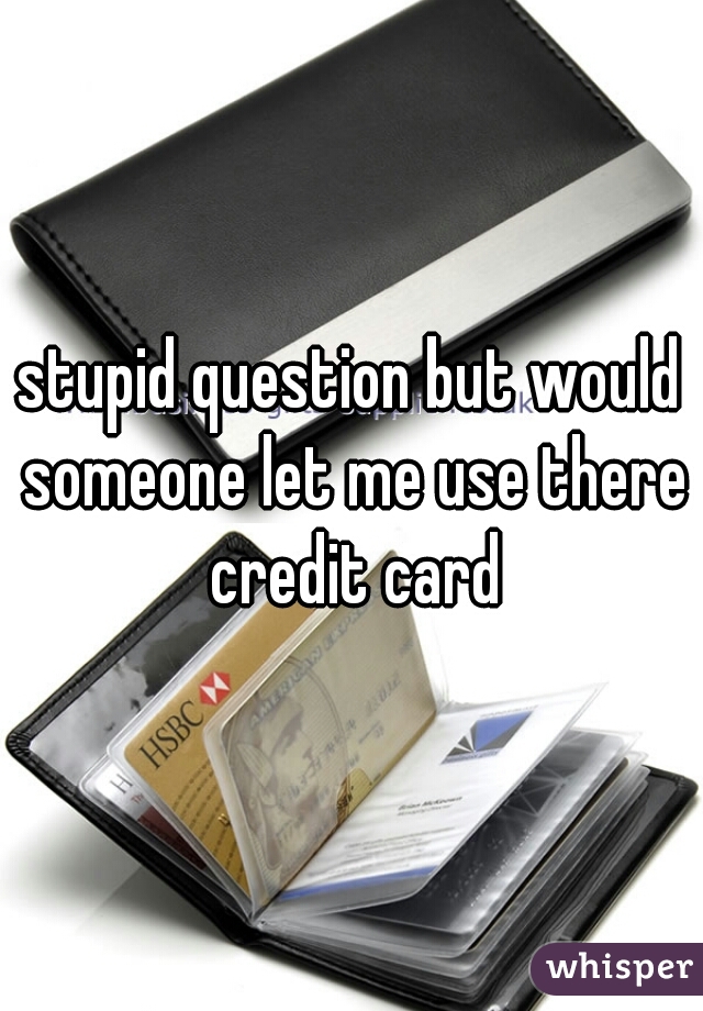 stupid question but would someone let me use there credit card