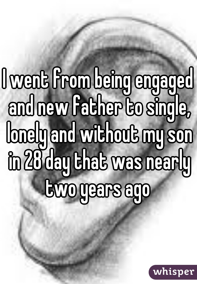 I went from being engaged and new father to single, lonely and without my son in 28 day that was nearly two years ago 