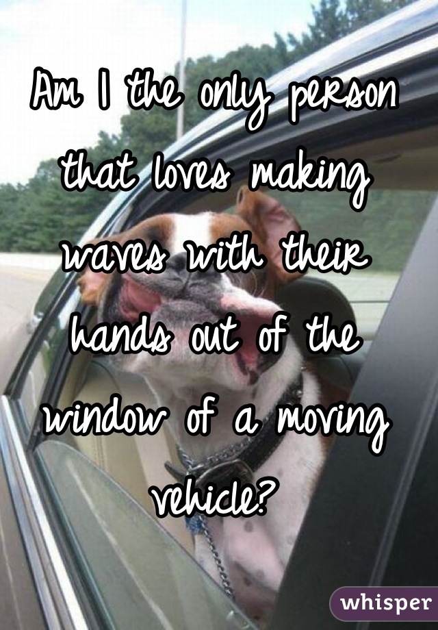 Am I the only person that loves making waves with their hands out of the window of a moving vehicle?
