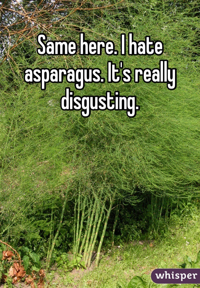 Same here. I hate asparagus. It's really disgusting. 