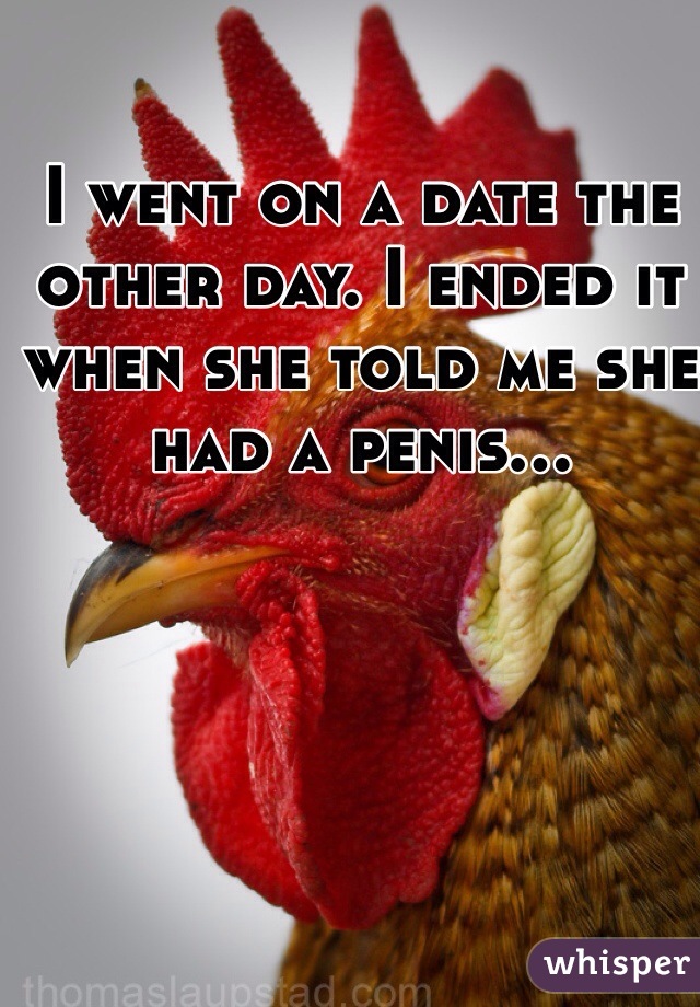 I went on a date the other day. I ended it when she told me she had a penis...