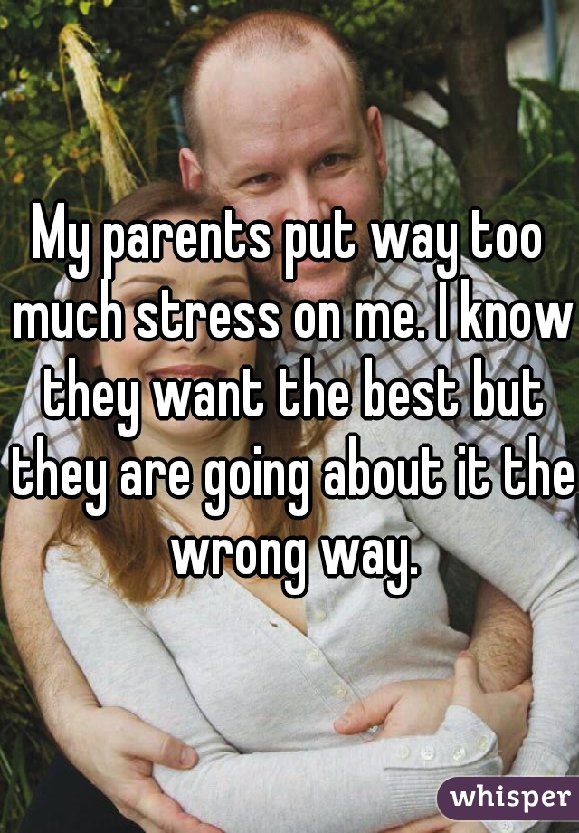 My parents put way too much stress on me. I know they want the best but they are going about it the wrong way.