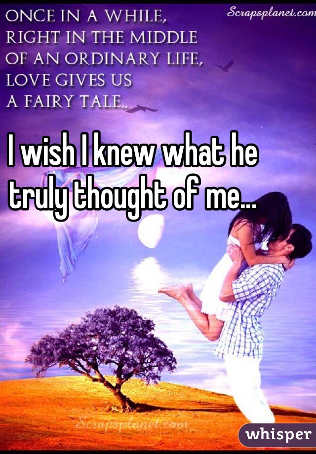 I wish I knew what he truly thought of me...