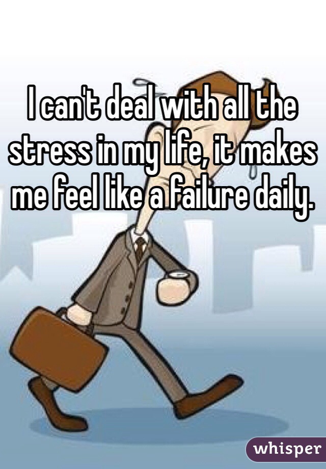 I can't deal with all the stress in my life, it makes me feel like a failure daily. 