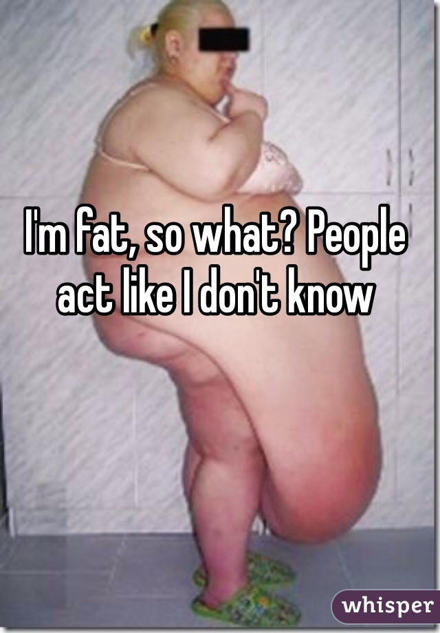 I'm fat, so what? People act like I don't know  