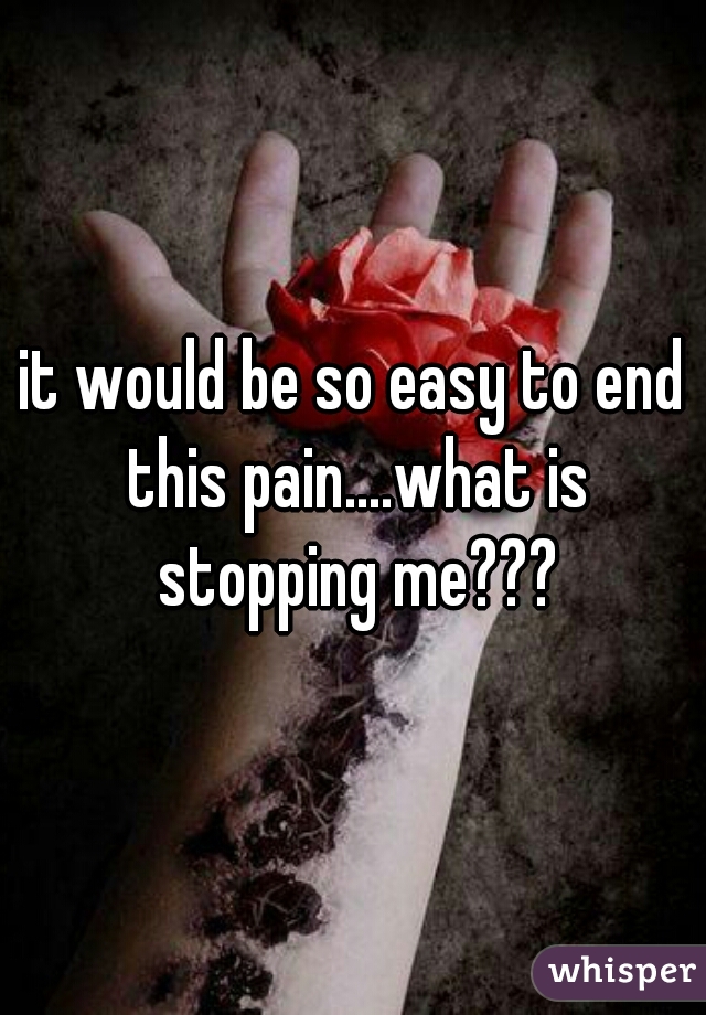 it would be so easy to end this pain....what is stopping me???