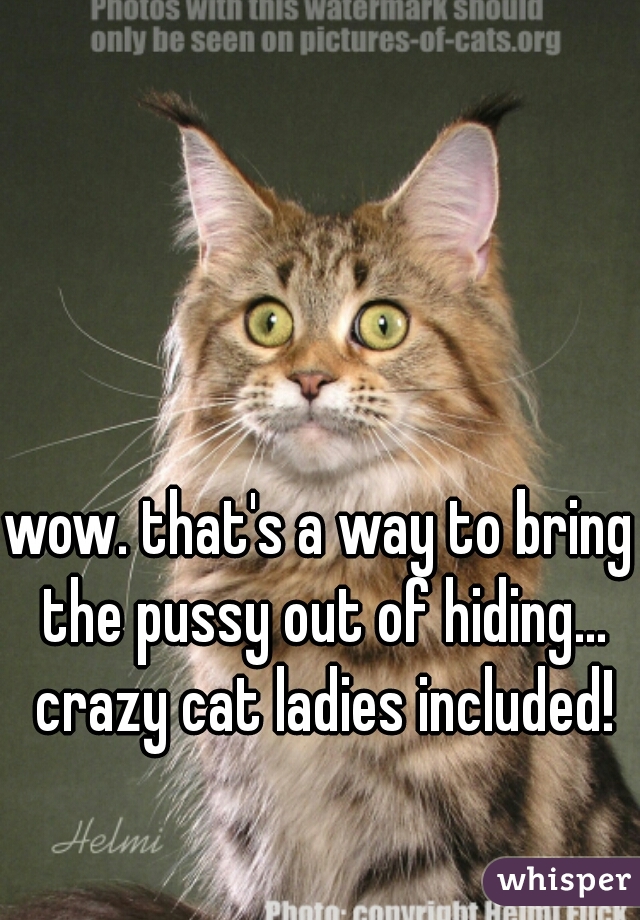 wow. that's a way to bring the pussy out of hiding... crazy cat ladies included!