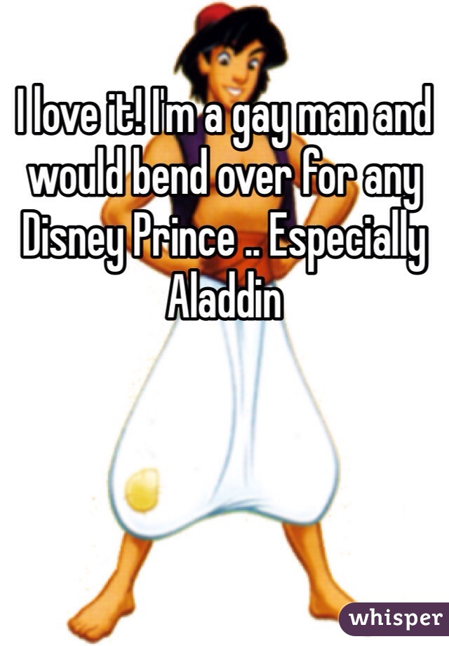 I love it! I'm a gay man and would bend over for any Disney Prince .. Especially Aladdin 