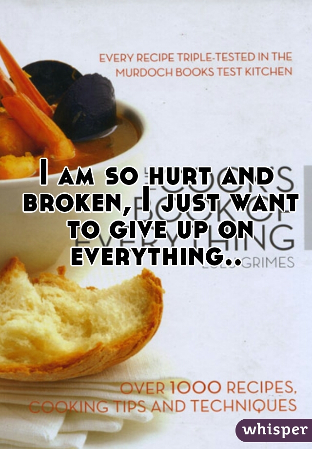I am so hurt and broken, I just want to give up on everything.. 