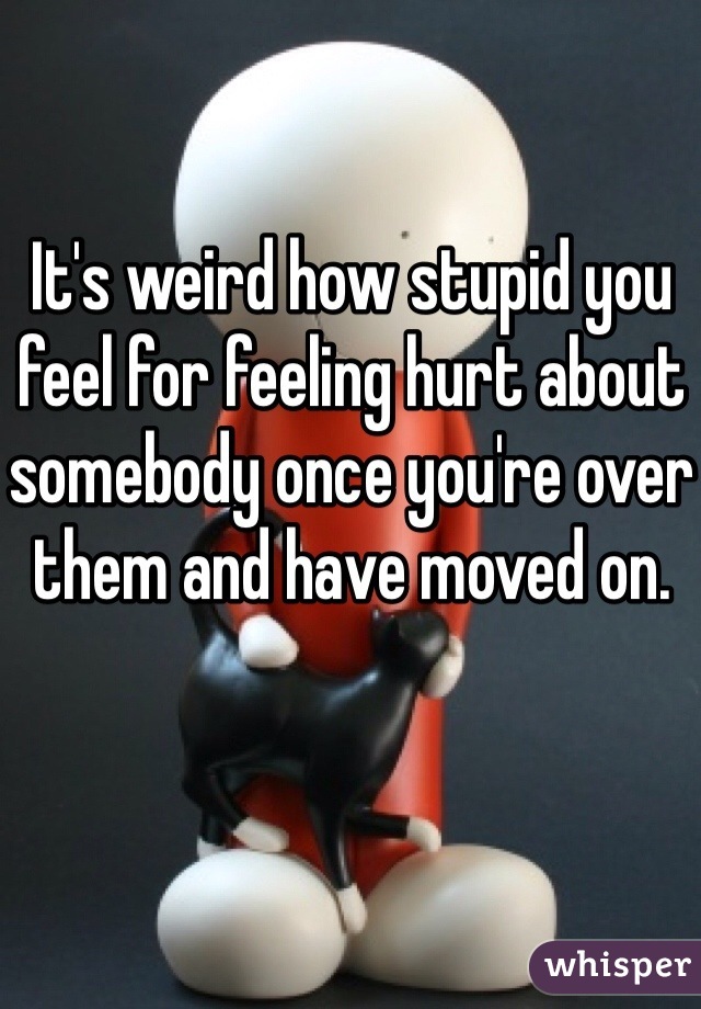 It's weird how stupid you feel for feeling hurt about somebody once you're over them and have moved on. 