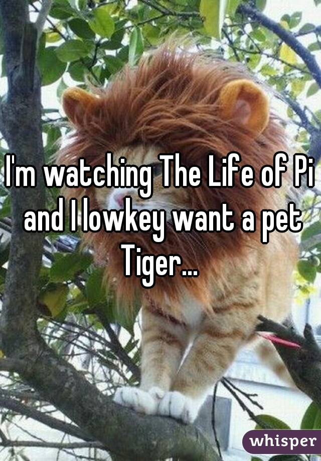 I'm watching The Life of Pi and I lowkey want a pet Tiger… 