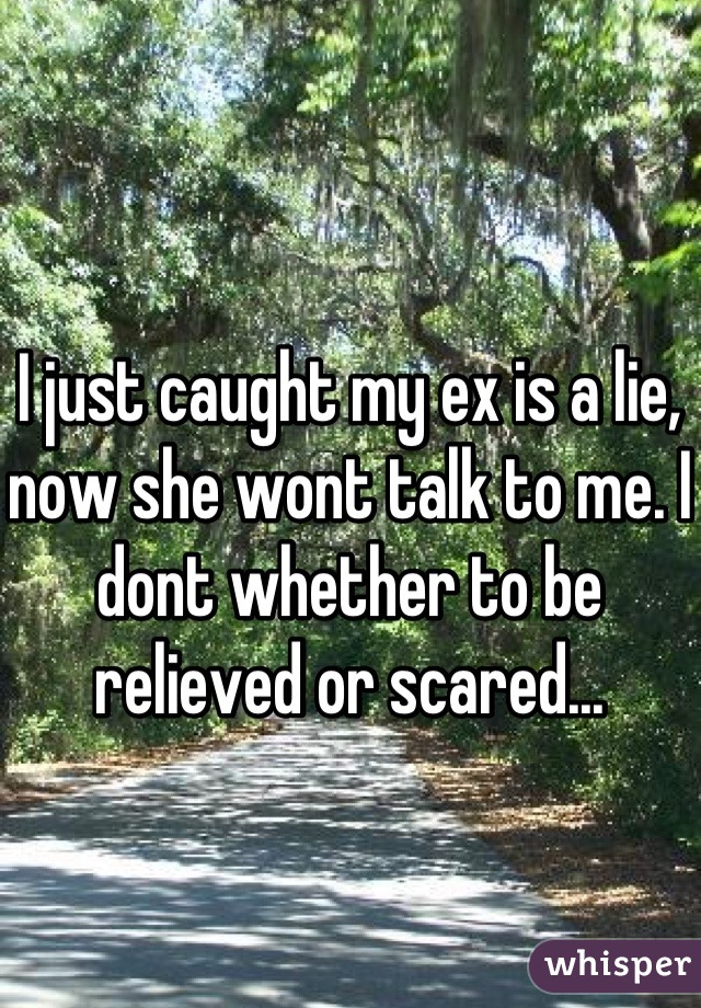 I just caught my ex is a lie, now she wont talk to me. I dont whether to be relieved or scared...