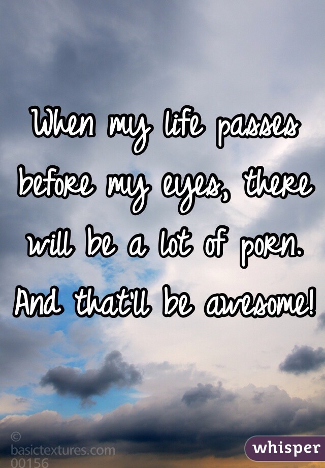 When my life passes before my eyes, there will be a lot of porn. And that'll be awesome!