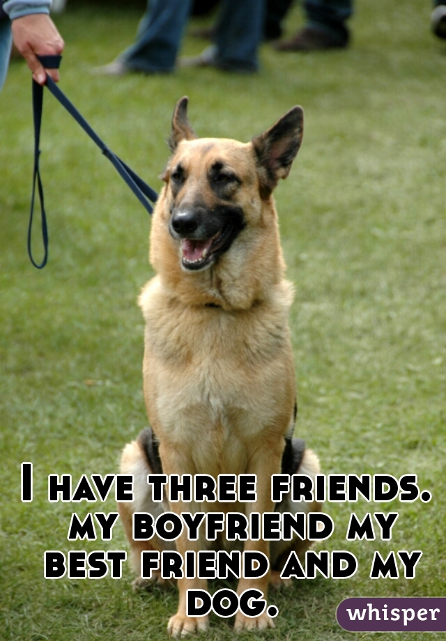 I have three friends. my boyfriend my best friend and my dog.