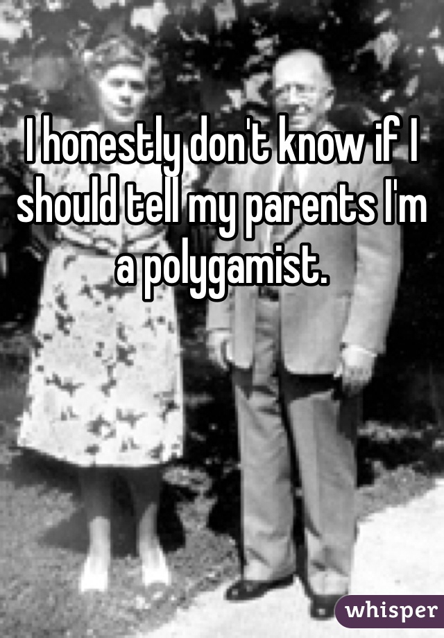 I honestly don't know if I should tell my parents I'm a polygamist. 