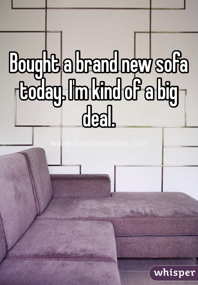 Bought a brand new sofa today. I'm kind of a big deal. 