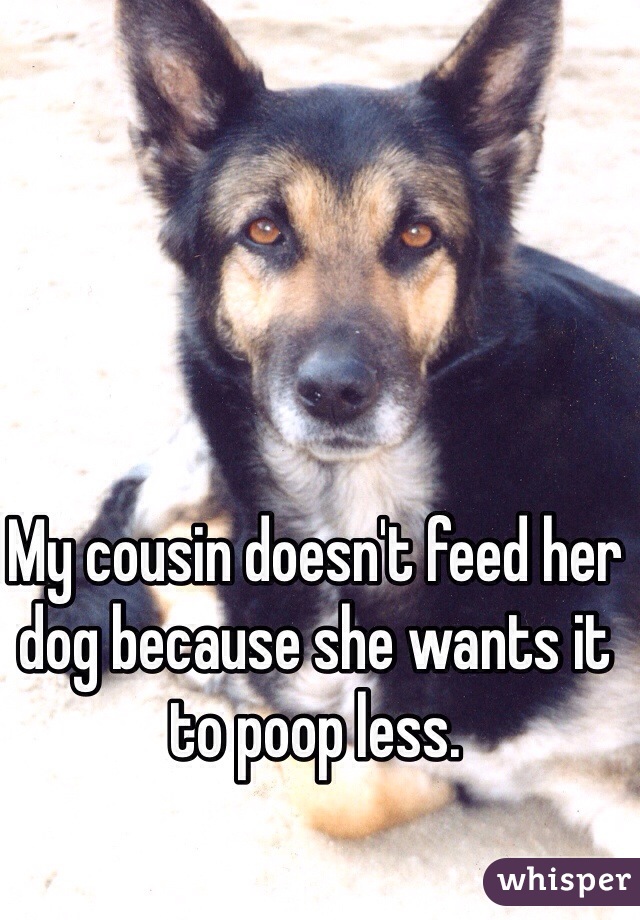 My cousin doesn't feed her dog because she wants it to poop less.