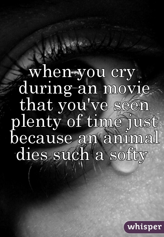 when you cry during an movie that you've seen plenty of time just because an animal dies such a softy 