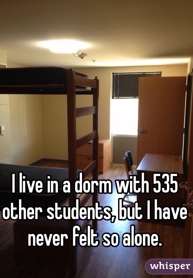 I live in a dorm with 535 other students, but I have never felt so alone.