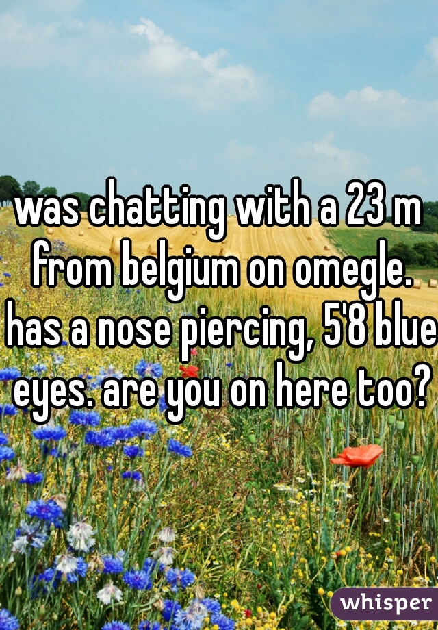 was chatting with a 23 m from belgium on omegle. has a nose piercing, 5'8 blue eyes. are you on here too?