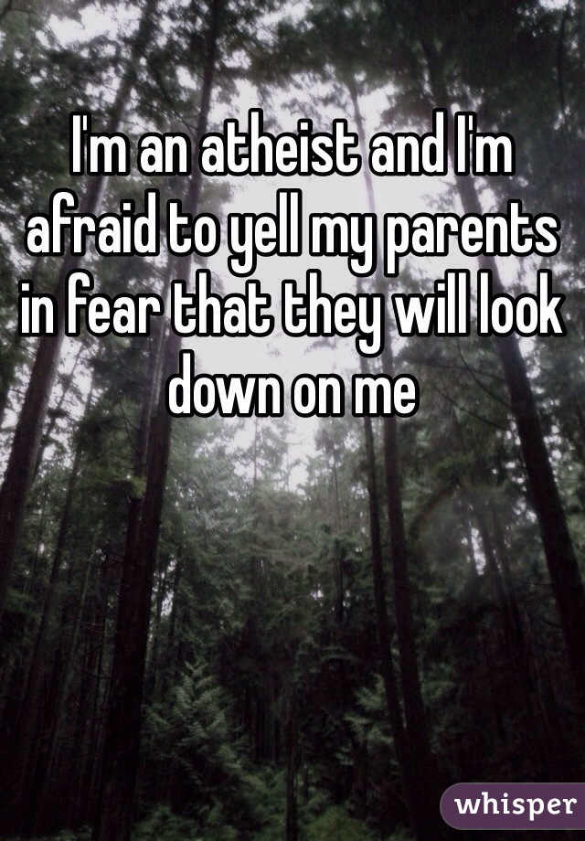 I'm an atheist and I'm afraid to yell my parents in fear that they will look down on me 