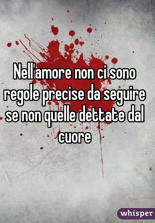 Nell'amore non ci sono regole precise da seguire se non quelle dettate dal cuore 