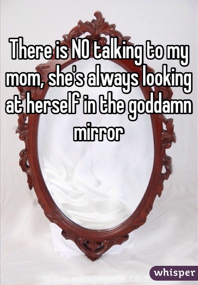 There is NO talking to my mom, she's always looking at herself in the goddamn mirror 