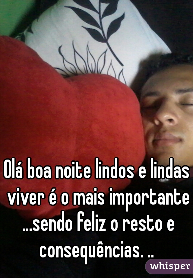 Olá boa noite lindos e lindas viver é o mais importante ...sendo feliz o resto e consequências. .. 