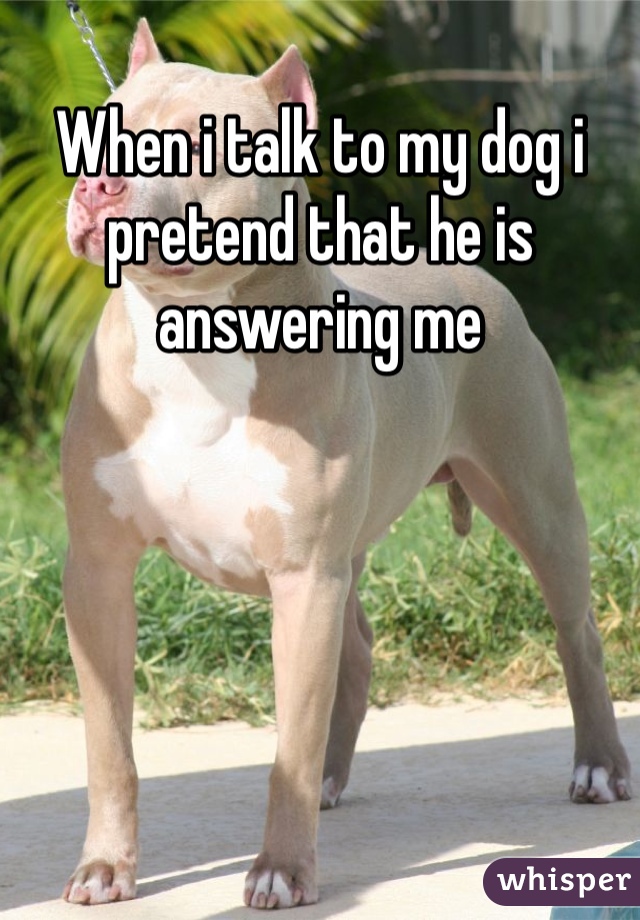 When i talk to my dog i pretend that he is answering me