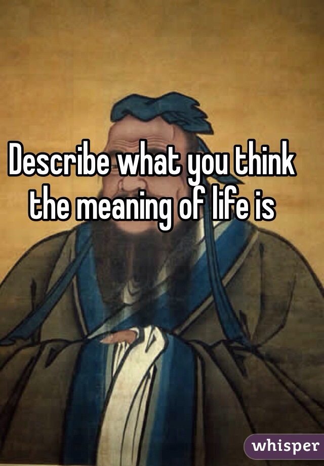 Describe what you think the meaning of life is 