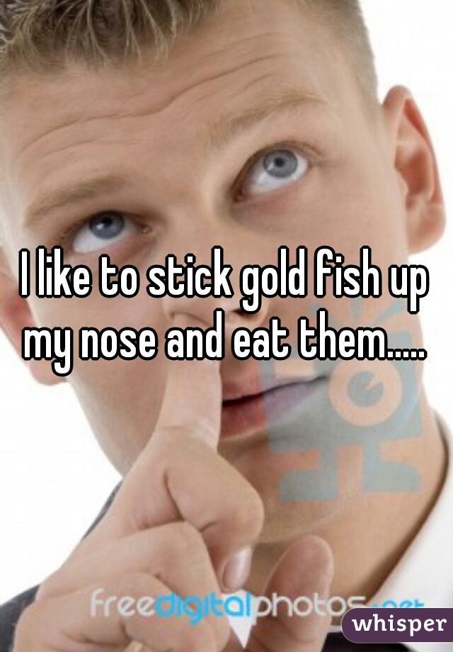 I like to stick gold fish up my nose and eat them..... 