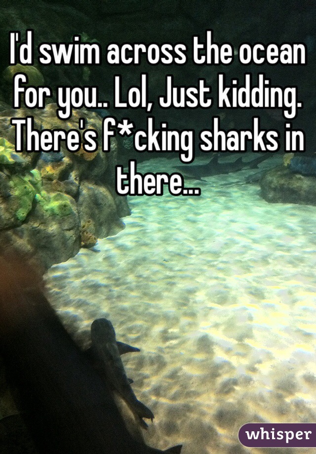 I'd swim across the ocean for you.. Lol, Just kidding. There's f*cking sharks in there...