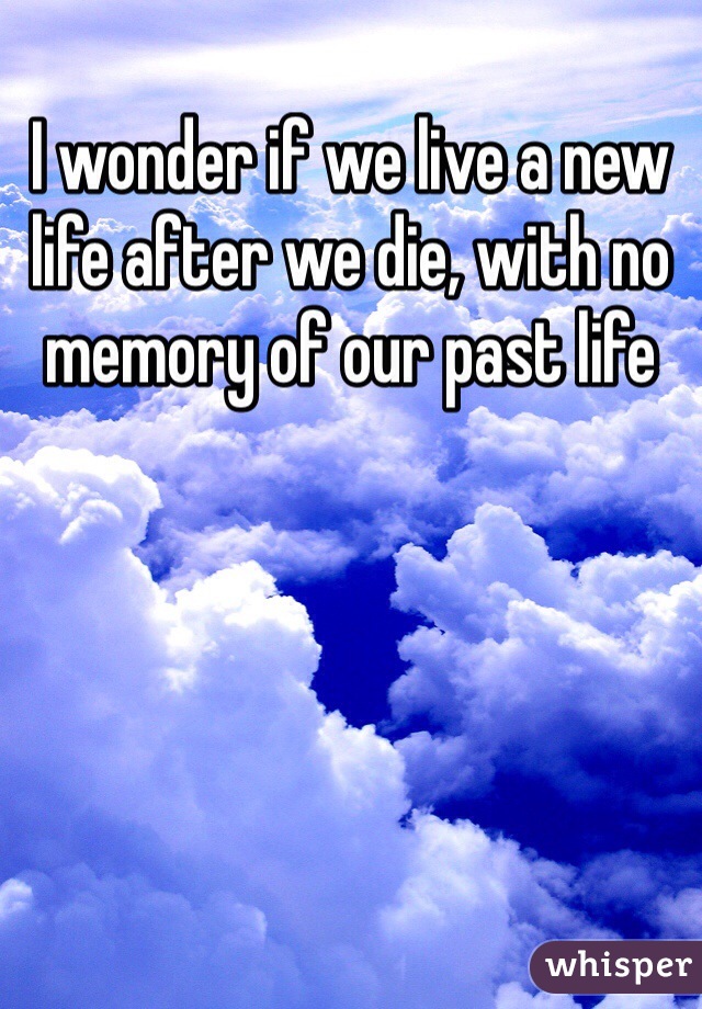 I wonder if we live a new life after we die, with no memory of our past life
