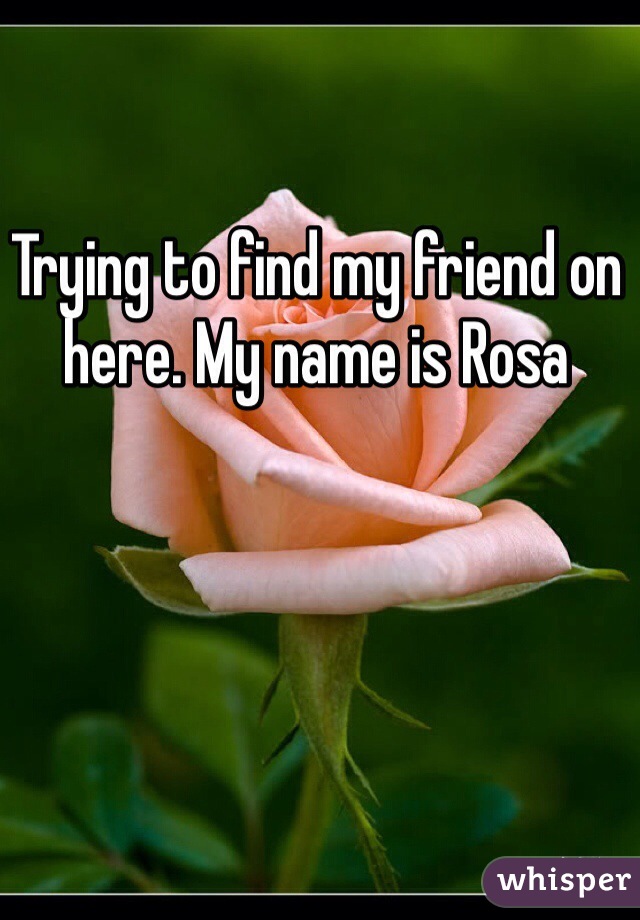 Trying to find my friend on here. My name is Rosa