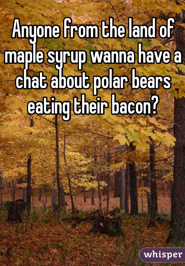 Anyone from the land of maple syrup wanna have a chat about polar bears eating their bacon?