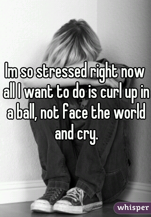 Im so stressed right now all I want to do is curl up in a ball, not face the world and cry.