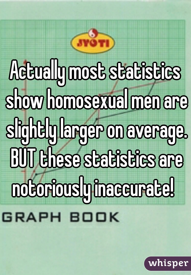 Actually most statistics show homosexual men are slightly larger on average. BUT these statistics are notoriously inaccurate!  