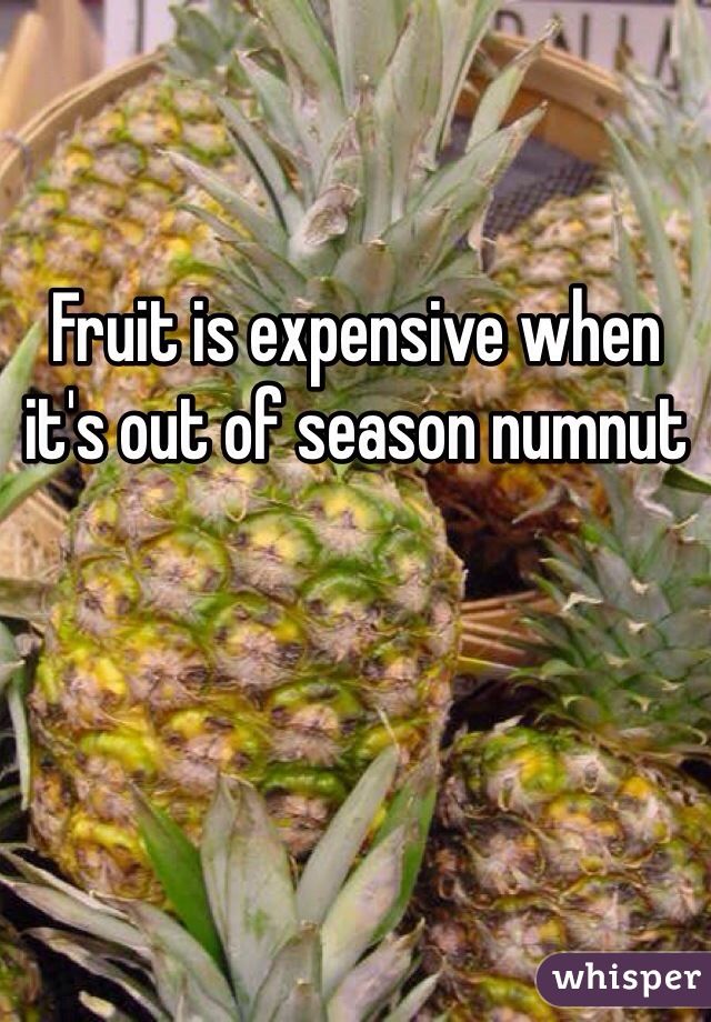 Fruit is expensive when it's out of season numnut