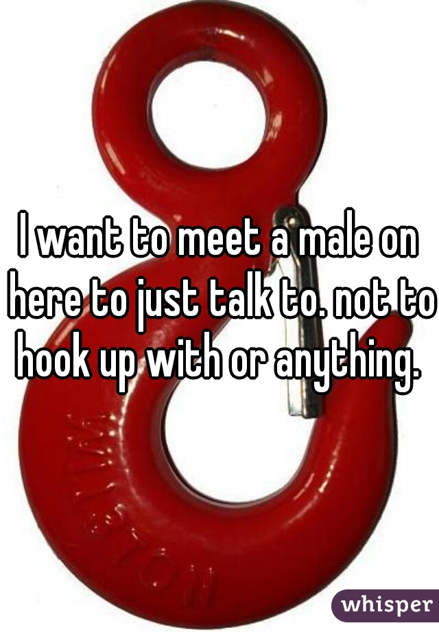 I want to meet a male on here to just talk to. not to hook up with or anything. 