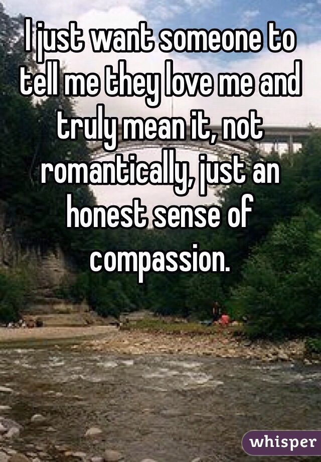 I just want someone to tell me they love me and truly mean it, not romantically, just an honest sense of compassion.