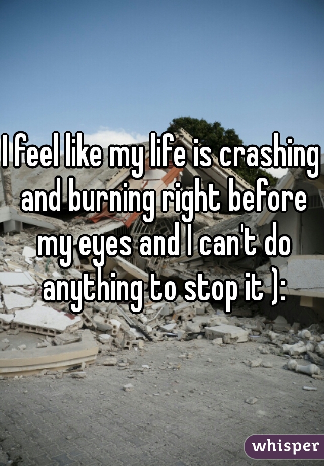 I feel like my life is crashing and burning right before my eyes and I can't do anything to stop it ):