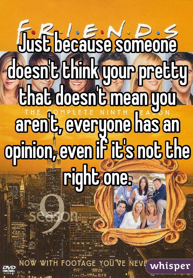 Just because someone doesn't think your pretty that doesn't mean you aren't, everyone has an opinion, even if it's not the right one.