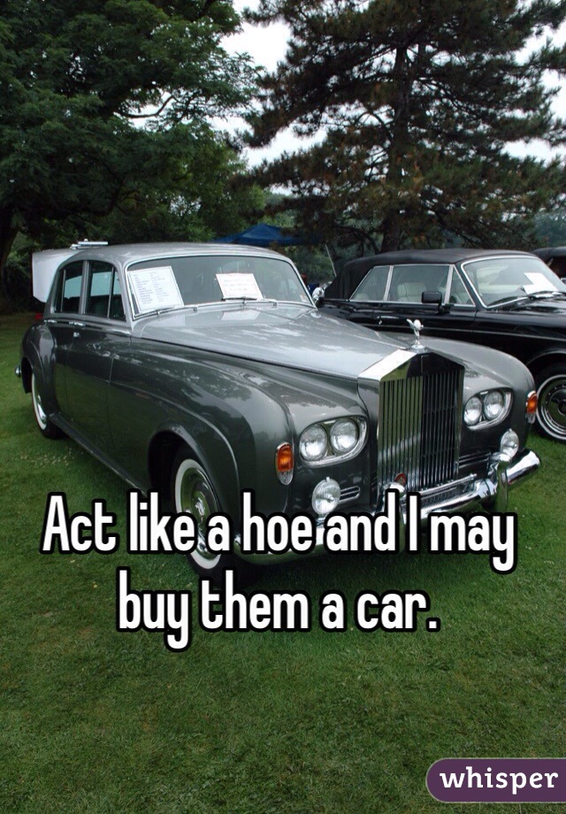 Act like a hoe and I may buy them a car. 