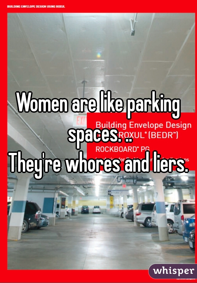 Women are like parking spaces. ..

They're whores and liers.