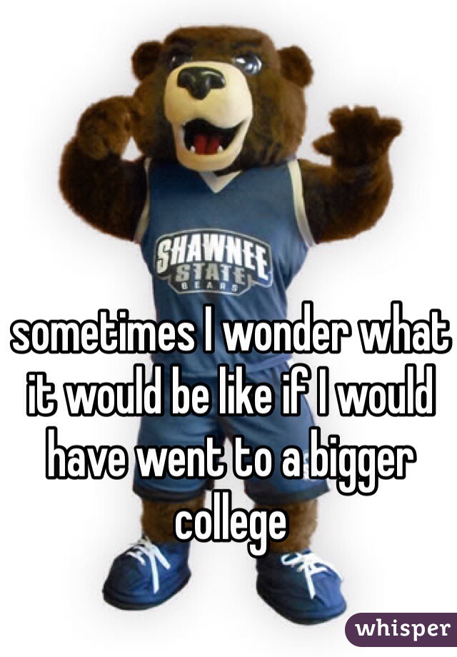 sometimes I wonder what it would be like if I would have went to a bigger college 